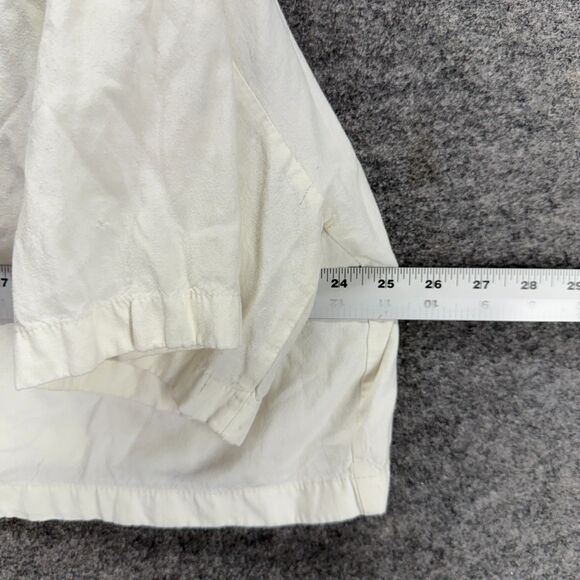 Zara Cropped Shirt Women S Small Beige Button Up Collared Short Sleeve Linen - Picture 5 of 7